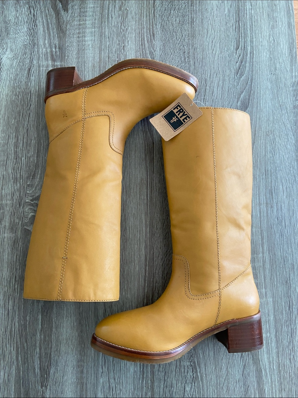 Frye Tall Leather Boots in Mustard Yellow - Picture 2 of 11